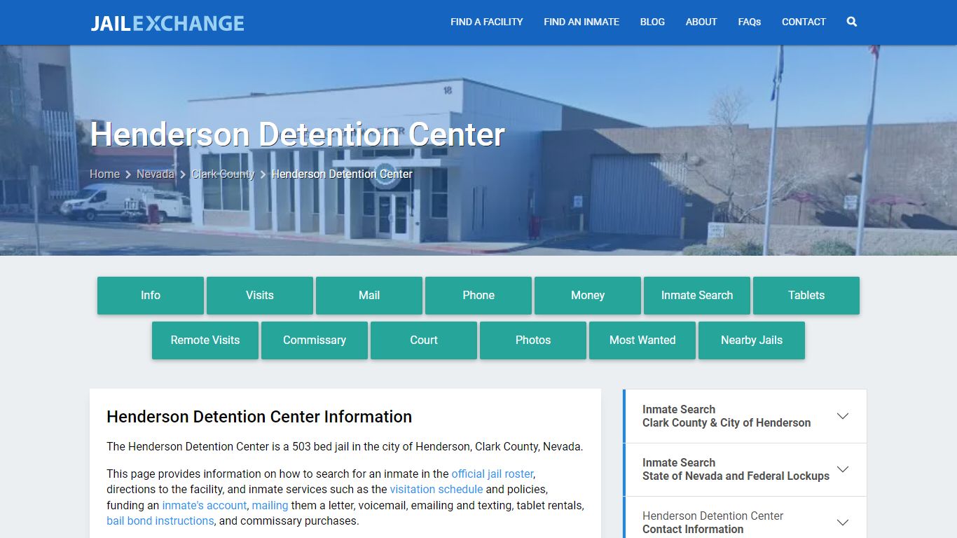 Henderson Detention Center, NV Inmate Search, Information - Jail Exchange